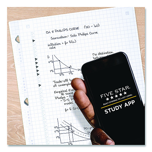 Five Star Reinforced Filler Paper Plus Study App, 3-Hole, 8.5 x 11, Quadrille Rule, 80/Pack (170122170036)