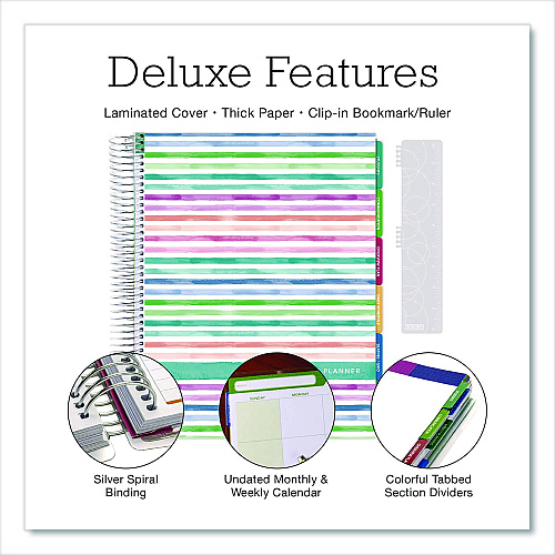 Global Printed Products Deluxe Teacher's Academic Weekly/Monthly Planner, 7 Classes, Rainbow Artwork, Multicolor Cover, 11 x 8.5 Sheets, 52-Week Span (DTP0001U22S)