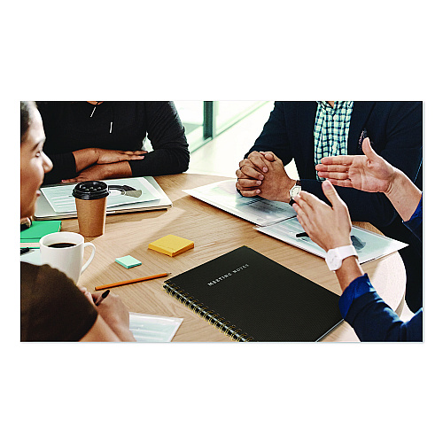 Global Printed Products Meeting Notes Book, Space for Up to 159 Meetings, Meeting-Minutes/Notes Format, Black/Gold Cover, (80) 11 x 8.5 Sheets (SPLS0118BK)
