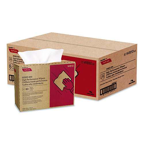 Cascades Tuff-Job Spunlace Towels, 1-Ply, 9.75 x 16.75, White, 80 Sheets/Box, 5 Boxes/Carton (W810)