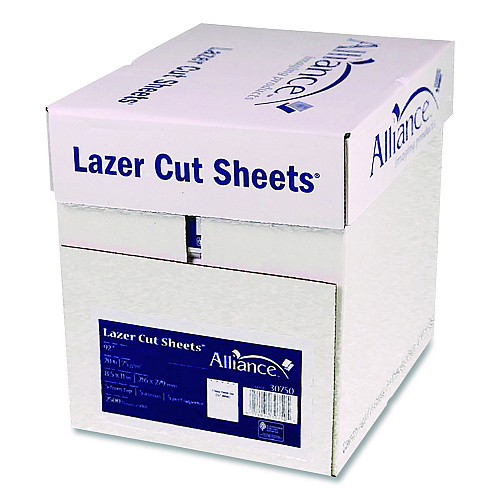 Alliance Laser Cut Sheets, 92 Bright, Side: 5-Hole Punched, 20 lb Bond Weight, 8.5 x 11, White, 500 Sheets/Ream, 5 Reams/Carton (30750AA)