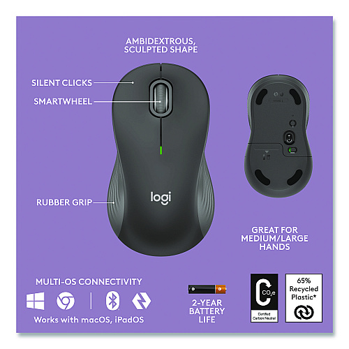 Logitech Wave MK670 Wireless Ergonomic Keyboard and Signature M550L Mouse Combo, 2.4 GHz, Frequency/33 ft Wireless Range, Graphite (920012059)