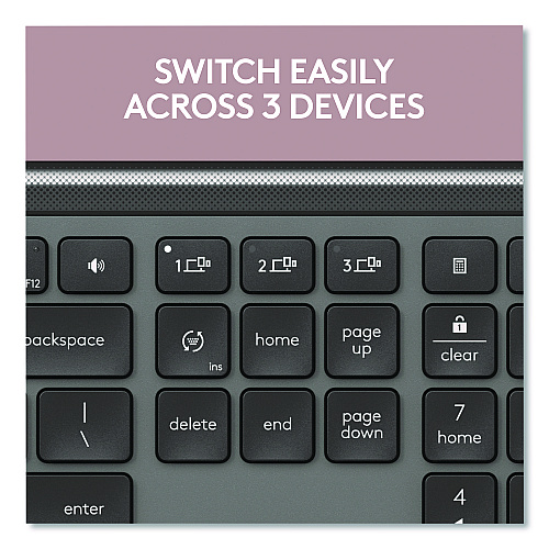 Logitech Signature Slim MK955 Wireless Keyboard and Optical Mouse Combo, 2.4 GHz Frequency/33 ft Wireless Range, Graphite (920012425)