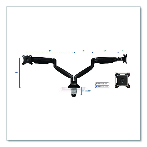 MOUNT-IT! Dual Monitor Gas-Spring Mounting Arm, For 13" to 32" Monitors, 360 Degree Rotation, +/-45 Degree Tilt, Black, Supports 20 lb (MI1772BLACK)