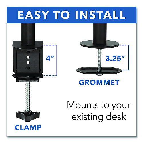 MOUNT-IT! Full Motion Dual Monitor Desktop Mount, For 17" to 27" Monitors, 360 Degree Rotation, +/-90 Degree Tilt, Black, Supports 22lb (MI2752)
