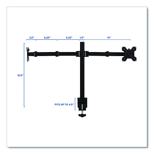 MOUNT-IT! Full Motion Dual Monitor Desktop Mount, For 17" to 27" Monitors, 360 Degree Rotation, +/-90 Degree Tilt, Black, Supports 22lb (MI2752)