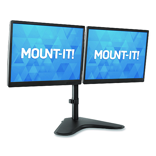MOUNT-IT! Dual Monitor Desk Stand, For 19" to 32" Monitors, 36.4" x 11" x 18.3", Black, Supports 17.6 lb (MI2781)