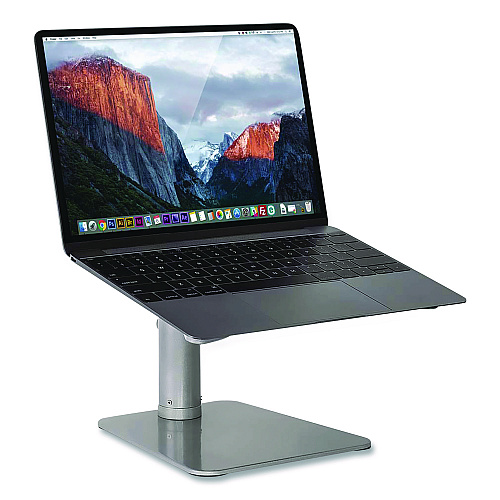 MOUNT-IT! Adjustable Height Laptop Riser, 10" x 10.5" Platform, Silver/Black, Supports Up to 33 lbs (MI7271)