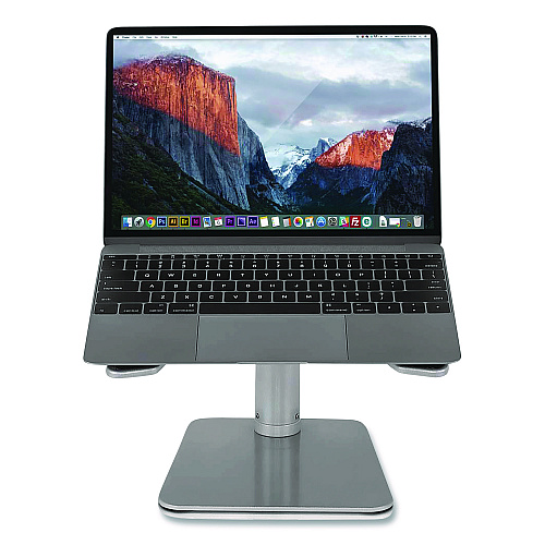 MOUNT-IT! Adjustable Height Laptop Riser, 10" x 10.5" Platform, Silver/Black, Supports Up to 33 lbs (MI7271)
