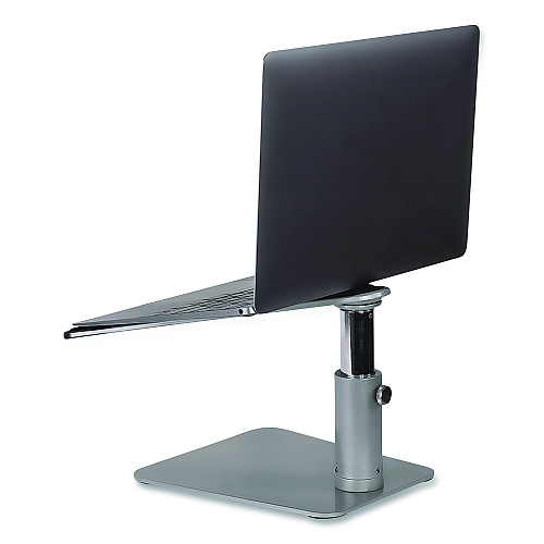MOUNT-IT! Adjustable Height Laptop Riser, 10" x 10.5" Platform, Silver/Black, Supports Up to 33 lbs (MI7271)