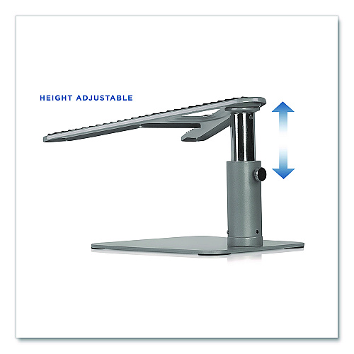 MOUNT-IT! Adjustable Height Laptop Riser, 10" x 10.5" Platform, Silver/Black, Supports Up to 33 lbs (MI7271)