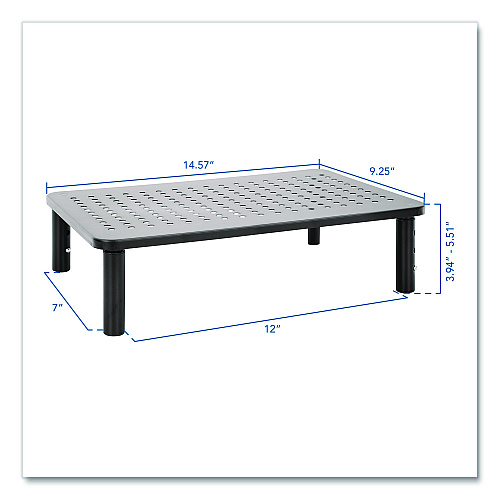 MOUNT-IT! Adjustable Desktop Monitor Riser, For Up to 32" Monitors, 14.57" x 9.25" x 5.51", Black, Supports 44 lb (MI7363)