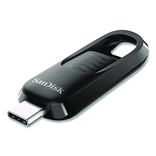 SanDisk Ultra Slider USB 3.2 Type C Flash Drive, 64 GB, Black (SDCZ480064GA)