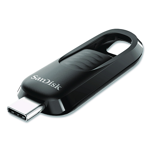 SanDisk Ultra Slider USB 3.2 Type C Flash Drive, 128 GB, Black (SDCZ480128GA)