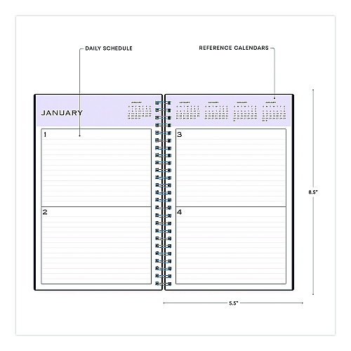 Blue Sky Perpetual Daily Planner, 8.5 x 5.5, Blue Cover, 52 Weeks: Undated (141138)