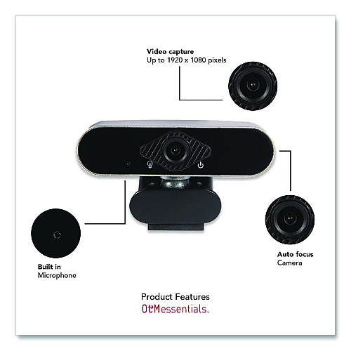 OTM Essentials HD Elite Portable Webcam, 1920 pixels x 1080 pixels, 2 Mpixels, Black (OBAJK)