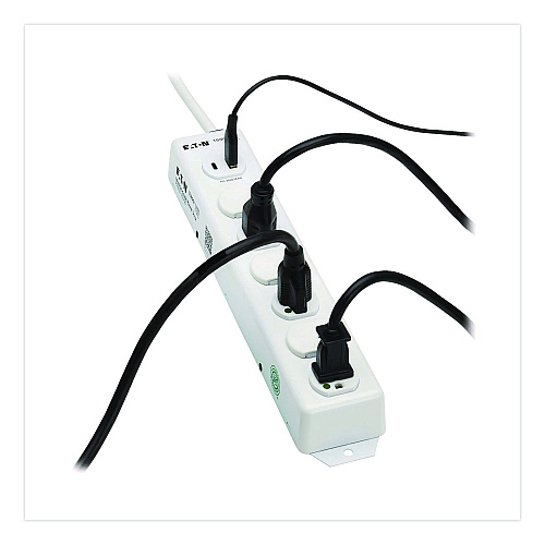 Tripp Lite Safe-IT Medical-Grade Power Strip with Antimicrobial Protection, 6 Hospital-Grade Outlets, USB Charging, 2 ft Cord, White (PS602HGUSB)