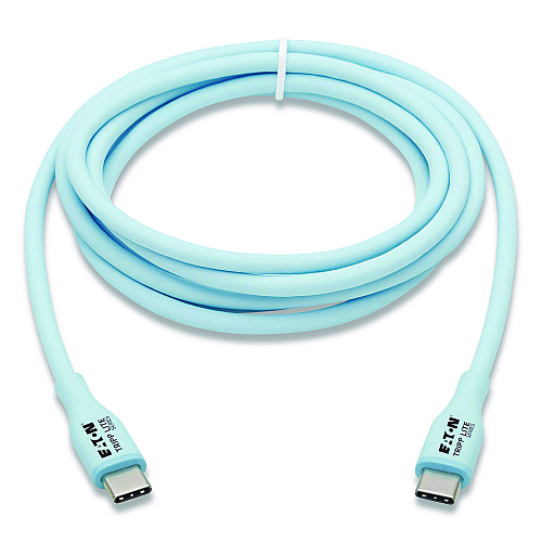Tripp Lite USB-C Antibacterial Cable, USB 2.0, USB Type-C (USB-C) to USB Type-C (M/M), 6 ft, Light Blue (U040AB006CSL)