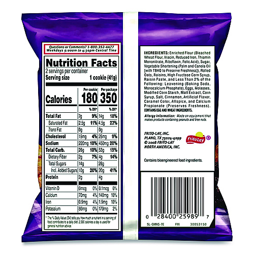 Grandma's Cookies - Single Serve, Oatmeal Raisin, 2.5 oz Packet, 60/Carton (FRI45093)