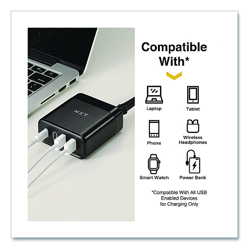 NXT Technologies 4-Port USB Charger, Black (NX61429)