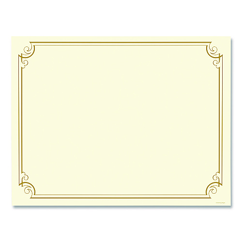 Great Papers! Golden Scroll Frame Foil Certificate, 11 x 8.5, Beige with Gold Scroll Border, 12/Pack (2011859)