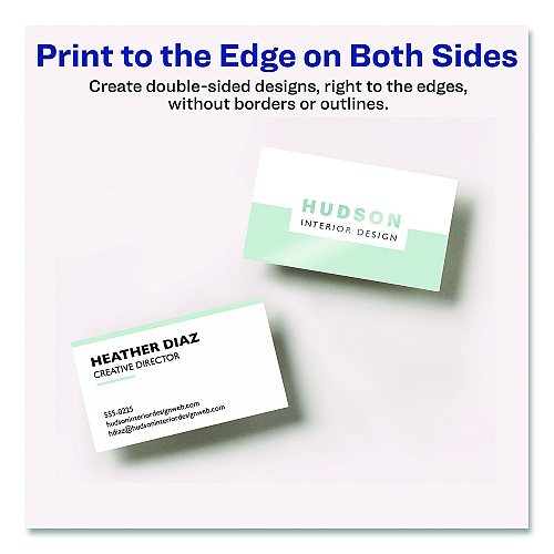 Avery Print to the Edge Business Cards with Sure Feed Technology, 2 x 3.5, White, 8/Sheet, 20 Sheets/Pack (8801)