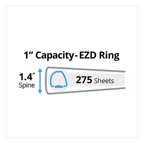 Avery Durable View Binder with DuraHinge and EZD Rings, 3 Rings, 1" Capacity, 11 x 8.5, White, 12/Carton (9301) (09301CT)