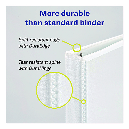 Avery Durable View Binder with DuraHinge and EZD Rings, 3 Rings, 1" Capacity, 11 x 8.5, White, 12/Carton (9301) (09301CT)
