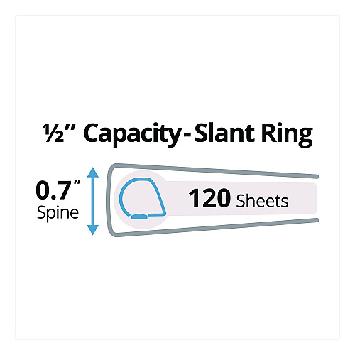 Avery Durable View Binder with DuraHinge and Slant Rings, 3 Rings, 0.5" Capacity, 11 x 8.5, White, 12/Carton (17002CT)