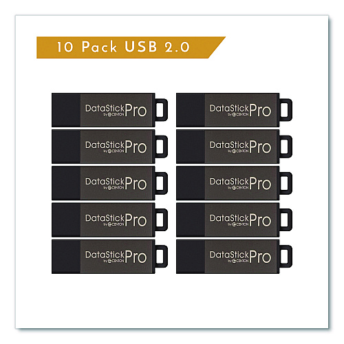 Centon DataStick Pro USB 2.0 Type A Flash Drive, 8 GB, Gray, 10/Pack (100079)
