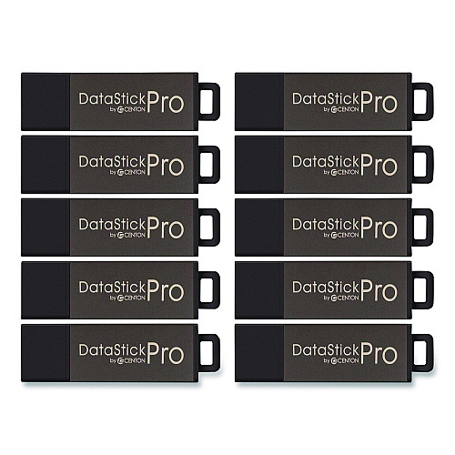 Centon DataStick Pro USB 2.0 Type A Flash Drive, 32 GB, Gray, 10/Pack (106619)