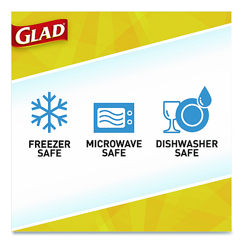 Glad To Go Lunch Containers, 2 Compartments, 32 oz, Plastic, 4/Pack (134347)