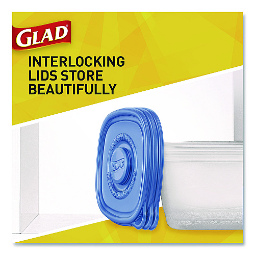 Glad To Go Lunch Containers, 2 Compartments, 32 oz, Plastic, 4/Pack (134347)