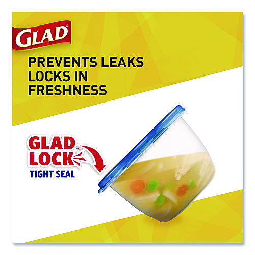 Glad To Go Lunch Containers, 2 Compartments, 32 oz, Plastic, 4/Pack (134347)