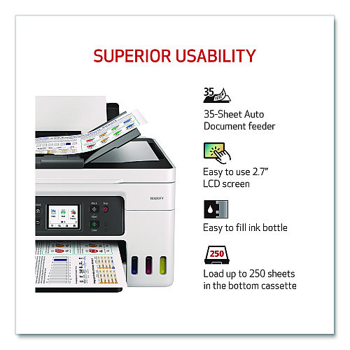 Canon MegaTank MAXIFY GX4020 Wireless Color All-in-One Inkjet Printer, Copy, Fax, Print, Scan