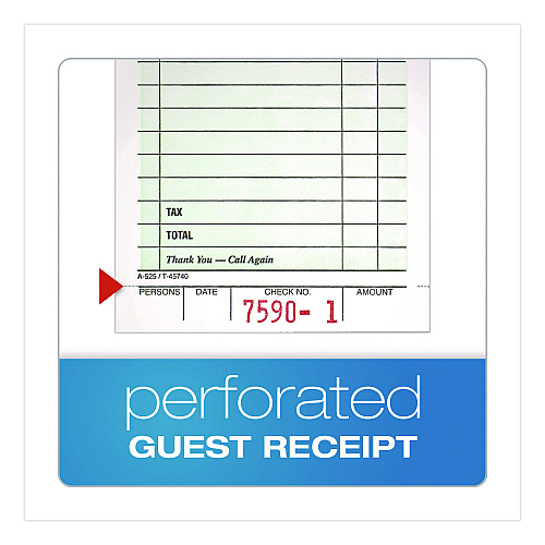 Adams One-Part Guest Check Pad with Perforated Stub, One-Part (No Copies), 3.4 x 6.25, 50 Forms/Pad, 10 Pads/Pack (525SW)