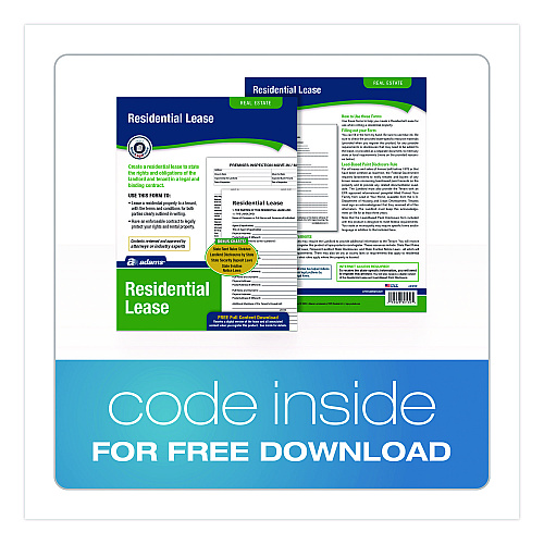 Adams Residential Lease Form Sets with Instructions and Free Download, One-Part (No Copies), 8.5 x 11, 4 Forms/Set, 4 Sets/Pack (LF310)