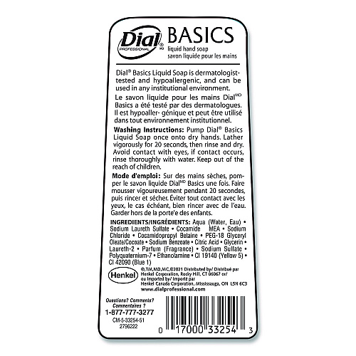 Dial Basics Hypoallergenic Liquid Hand Soap, Floral, 7.5 oz, 12/Carton (06028CT)