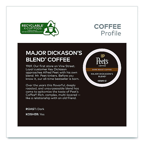 Peet's Coffee & Tea Major Dickason's Blend K-Cups, 0.44 oz, 88/Carton (65470)