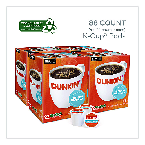 Keurig French Vanilla Coffee K-Cup Pods, 0.37 oz, 22/Box, 4 Boxes/Carton (400847)
