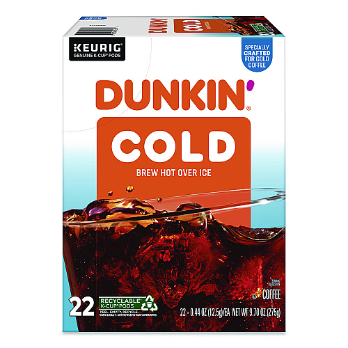 Dunkin Donuts Cold Iced Coffee K-Cups, Regular, 0.44 oz, 22/Box (5000369251)