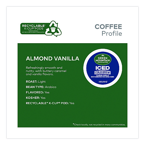 Keurig Almond Vanilla Brew Over Ice Coffee K-Cups, 0.21 oz, 20/Box (5000372045)