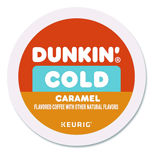 Dunkin Donuts Cold Iced Coffee K-Cups, Caramel, 0.44 oz, 22/Box (5000375314)