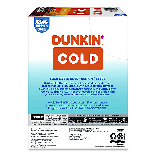 Dunkin Donuts Cold Iced Coffee K-Cups, Caramel, 0.44 oz, 22/Box (5000375314)