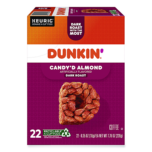 Dunkin Donuts Candy'd Almond Coffee K-Cups, 0.35 oz, 22/Box (5000375651)