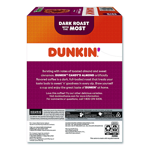 Dunkin Donuts Candy'd Almond Coffee K-Cups, 0.35 oz, 22/Box (5000375651)