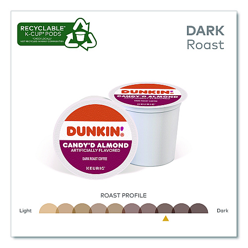 Dunkin Donuts Candy'd Almond Coffee K-Cups, 0.35 oz, 22/Box (5000375651)