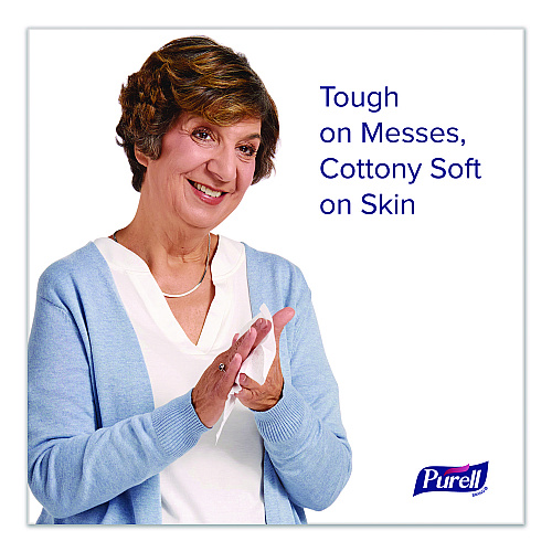 PURELL Cottony Soft Individually Wrapped Sanitizing Hand Wipes, 5 x 7, Herbal Scent, White, 480/Carton (902512)
