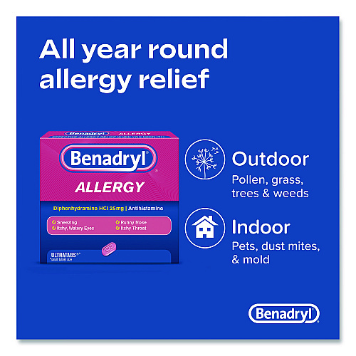 Benadryl Allergy Ultratabs Tablets, Two-Pack, 60 Packs/Box (17060)