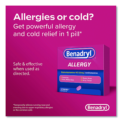 Benadryl Allergy Ultratabs Tablets, Two-Pack, 60 Packs/Box (17060)